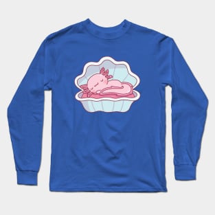 Cute Axolotl Sleeping In A Seashell Long Sleeve T-Shirt